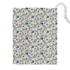 Grey Roses Drawstring Pouch (4xl) by DinkovaArt