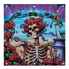 Grateful Dead Hippie Peace Roses Rock Music Legend Banner And Sign 4  X 4  by Tsamara