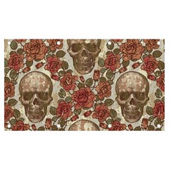 Skull And Roses Flowee Flora Floral Patterns Pattern Banner And Sign 7  X 4  by Tsamara