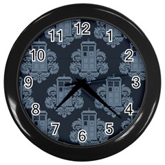 Dr Who Tardis Pattern Wall Clock (black) by Tsamara