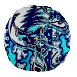 Trippy Dippy Bears Blue Dancing Greatful Dead Skull Steal Your Face Large 18  Premium Flano Round Cushions Back