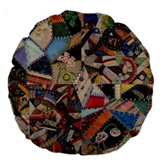 Background Embroidery Pattern Stitches Abstract Large 18  Premium Round Cushions by Ket1n9