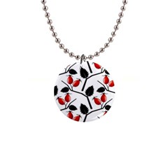 Rose Hip Pattern Branches Autumn 1  Button Necklace by Hannah976
