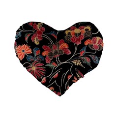 Red Flowers 2 Standard 16  Premium Heart Shape Cushion  by DinkovaArt