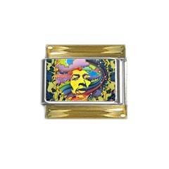 Psychedelic Rock Jimi Hendri Gold Trim Italian Charm (9mm) by Tsamara
