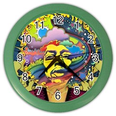 Psychedelic Rock Jimi Hendri Color Wall Clock by Tsamara