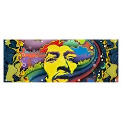 Psychedelic Rock Jimi Hendri Banner And Sign 8  X 3  by Tsamara