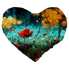Flowers Detail Painting Nature Large 19  Premium Flano Heart Shape Cushions by Anend