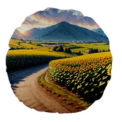 Sunflowers Flowers Nature Large 18  Premium Flano Round Cushions by Anend