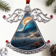 Ocean Sea Waves Metal Angel With Crystal Ornament by Anend