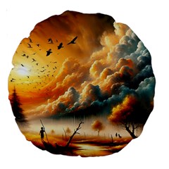 Nature Storm Painting Large 18  Premium Round Cushions by Anend