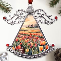 Tulips Field Tree Metal Angel With Crystal Ornament by Anend