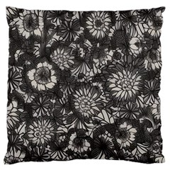 Mid Century Retro Floral 1970s 1960s Pattern 71 Large Premium Plush Fleece Cushion Case (two Sides) by violetheavensky