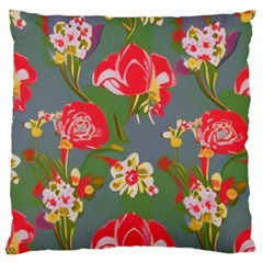 Mid Century Retro Floral 1970s 1960s Pattern 83 Large Cushion Case (one Side) by violetheavensky