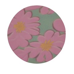 Mid Century Retro Floral 1970s 1960s Pattern 80 Mini Round Pill Box by violetheavensky