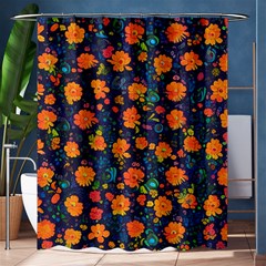 Mid Century Retro Floral 1970s 1960s Pattern 61 Shower Curtain 60  X 72  (medium)  by violetheavensky