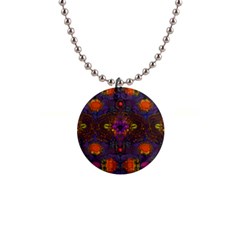 Mid Century Retro Floral 1970s 1960s Pattern 67 1  Button Necklace by violetheavensky