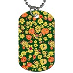 Mid Century Retro Floral 1970s 1960s Pattern 68 Dog Tag (Two Sides) Back