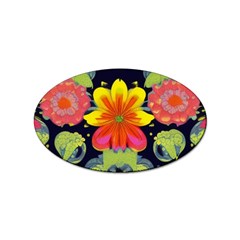 Mid Century Retro Floral 1970s 1960s Pattern 54 Sticker Oval (10 Pack) by violetheavensky