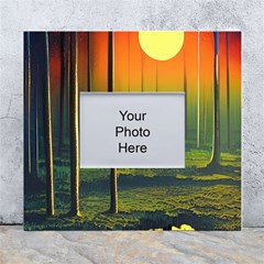 Outdoors Night Moon Full Moon Trees Setting Scene Forest Woods Light Moonlight Nature Wilderness Lan White Wall Photo Frame 5  X 7  by Posterlux