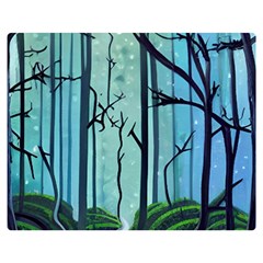 Nature Outdoors Night Trees Scene Forest Woods Light Moonlight Wilderness Stars 60  X 50  Two Sides Premium Plush Fleece Blanket (teen Size) by Posterlux