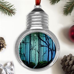 Nature Outdoors Night Trees Scene Forest Woods Light Moonlight Wilderness Stars Metal Light Bulb Shape Ornament by Posterlux