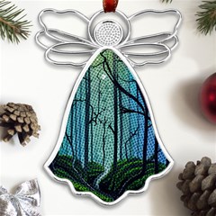 Nature Outdoors Night Trees Scene Forest Woods Light Moonlight Wilderness Stars Metal Loving Angel Silver  by Posterlux