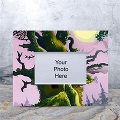 Outdoors Night Full Moon Setting Scene Woods Light Moonlight Nature Wilderness Landscape White Tabletop Photo Frame 4 x6  by Posterlux