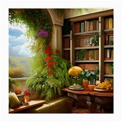 Room Interior Library Books Bookshelves Reading Literature Study Fiction Old Manor Book Nook Reading Medium Glasses Cloth (2 Sides) by Posterlux