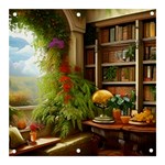 Room Interior Library Books Bookshelves Reading Literature Study Fiction Old Manor Book Nook Reading Banner and Sign 3  x 3  Front