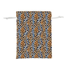 Blue Brown Leopard Lightweight Drawstring Pouch (m) by DinkovaArt