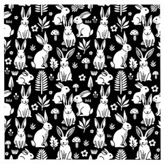 Easter Bunny Pattern Wooden Puzzle Square by Valentinaart
