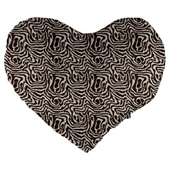 Brown Beige Snake Pattern Large 19  Premium Heart Shape Cushions by DinkovaArt