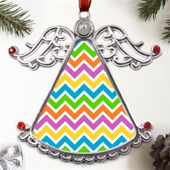 Chevron Pattern Design Texture Metal Angel With Crystal Ornament by Anend