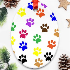 Pawprints Paw Prints Paw Animal Oval Ornament (two Sides) by Anend