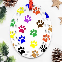 Pawprints Paw Prints Paw Animal Ornament (oval Filigree) by Anend