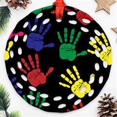 Handprints Hand Print Colourful Ornament (round Filigree) by Anend