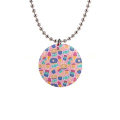 Ice Cream Donut Sweets Candie 1  Button Necklace by Apenda