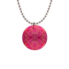Pink Pour  1  Button Necklace by kaleidomarblingart